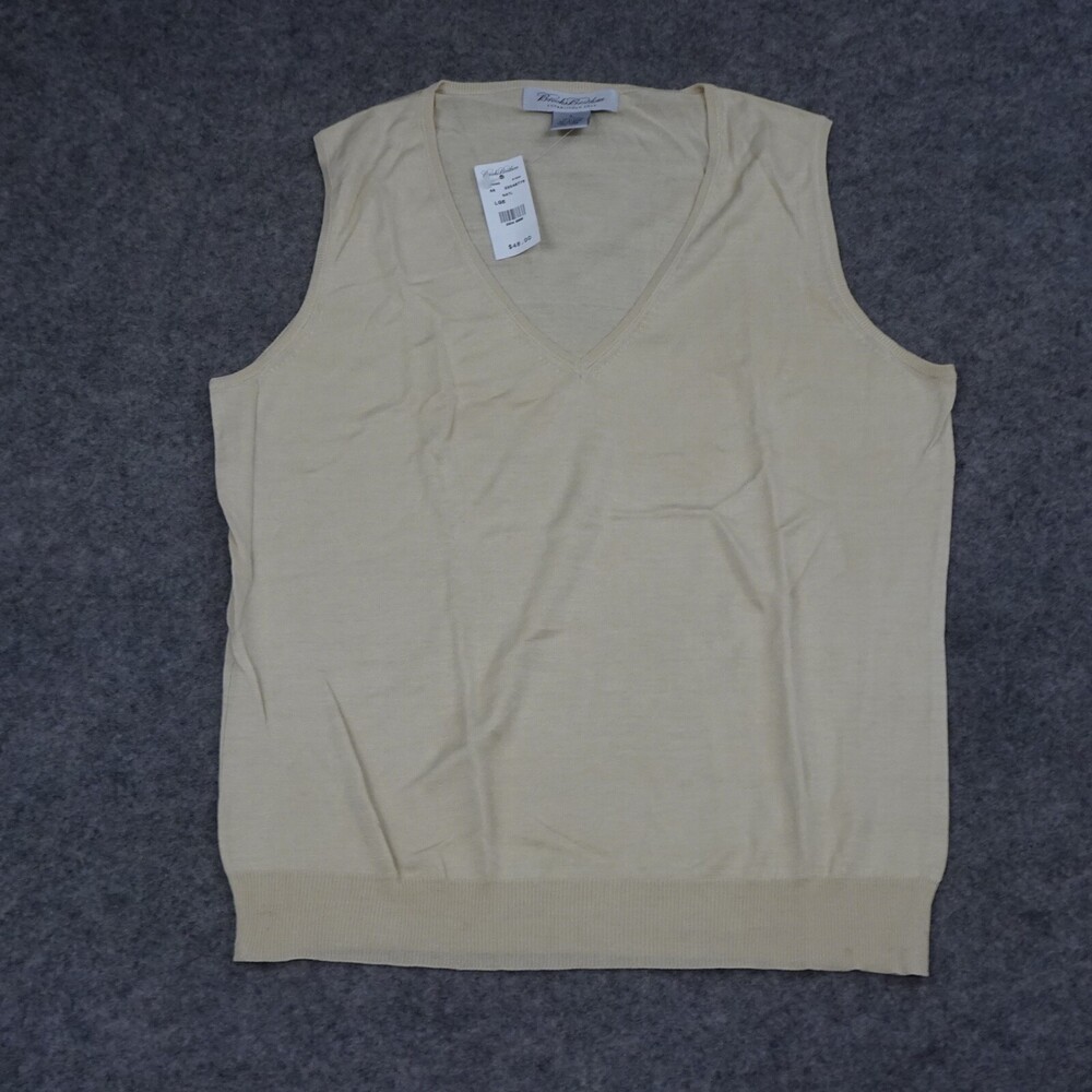 Brooks Brothers Top Womens Large L Beige Sleeveless Pullover Sweater Vest